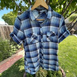 Fang | Plaid Button Down Rolled Up Sleeves Tunic Shirt